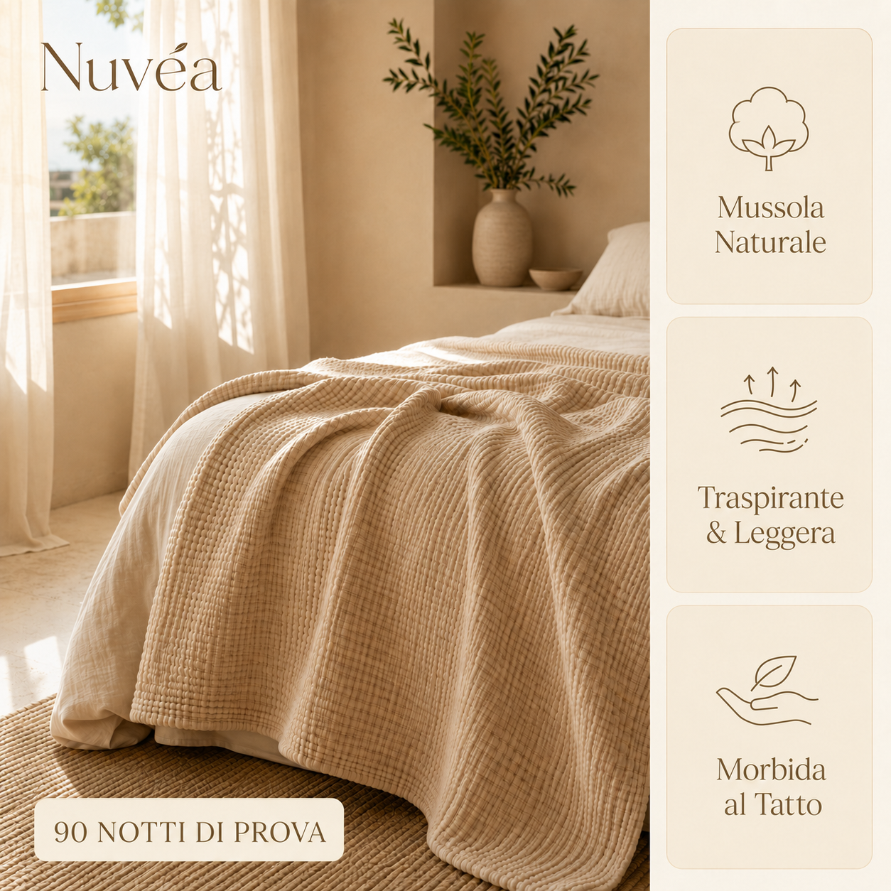 Coperta in Mussola Nuvéa™ – Morbida, Leggera e Traspirante