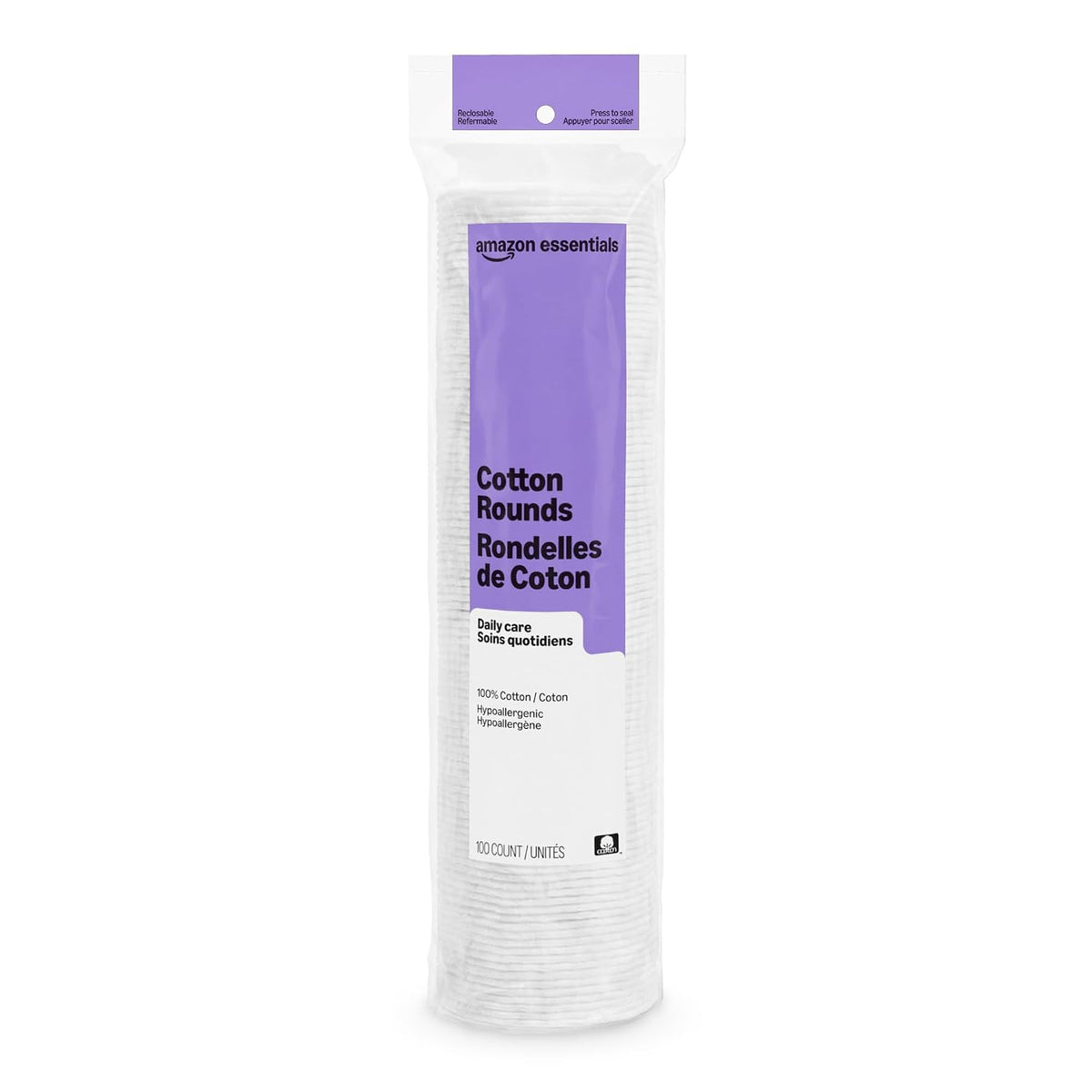 Amazon Essentials 100% Cotton Rounds, 100 Count (Previously Amazon Basics)