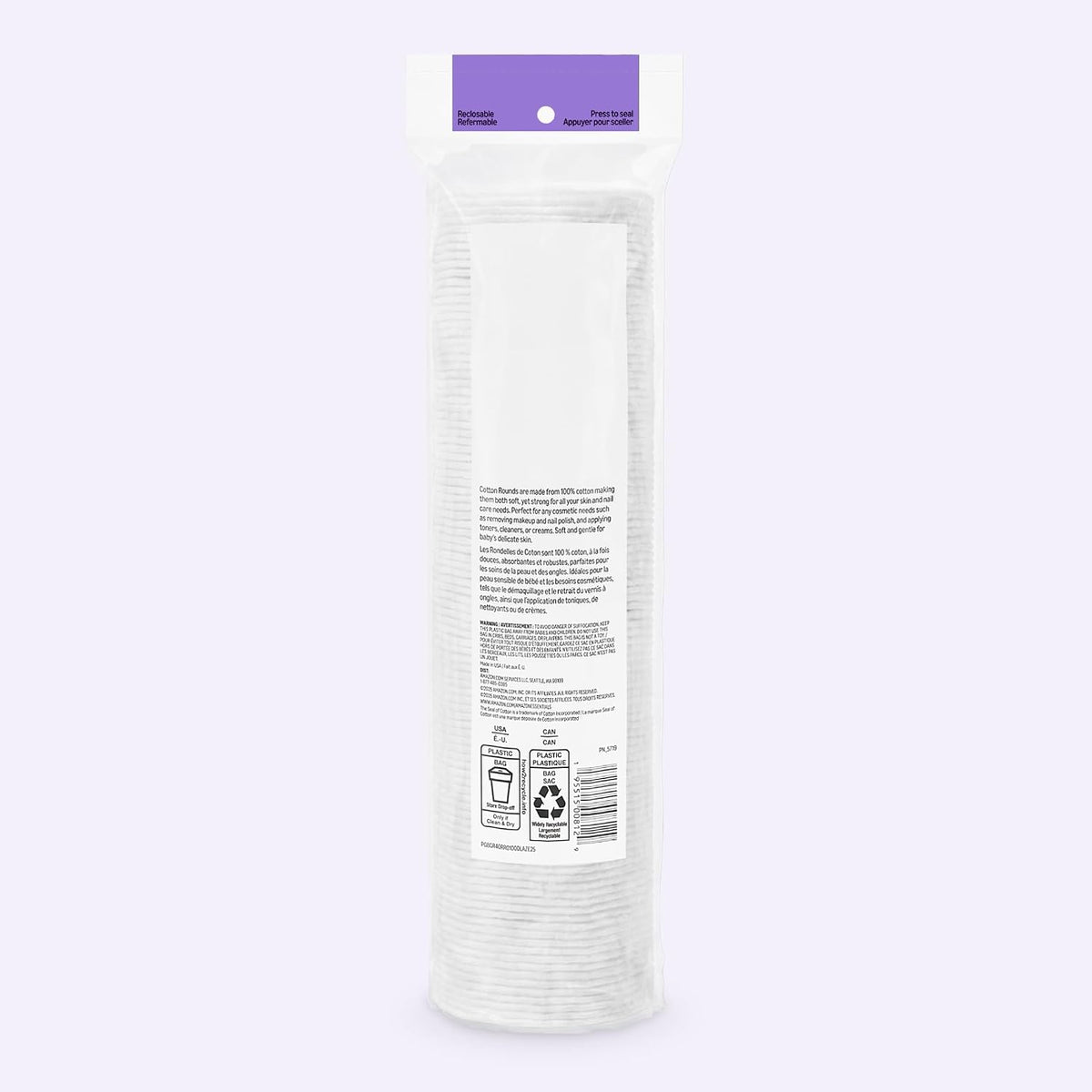 Amazon Essentials 100% Cotton Rounds, 100 Count (Previously Amazon Basics)