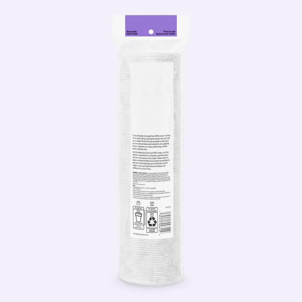 Amazon Essentials 100% Cotton Rounds, 100 Count (Previously Amazon Basics)