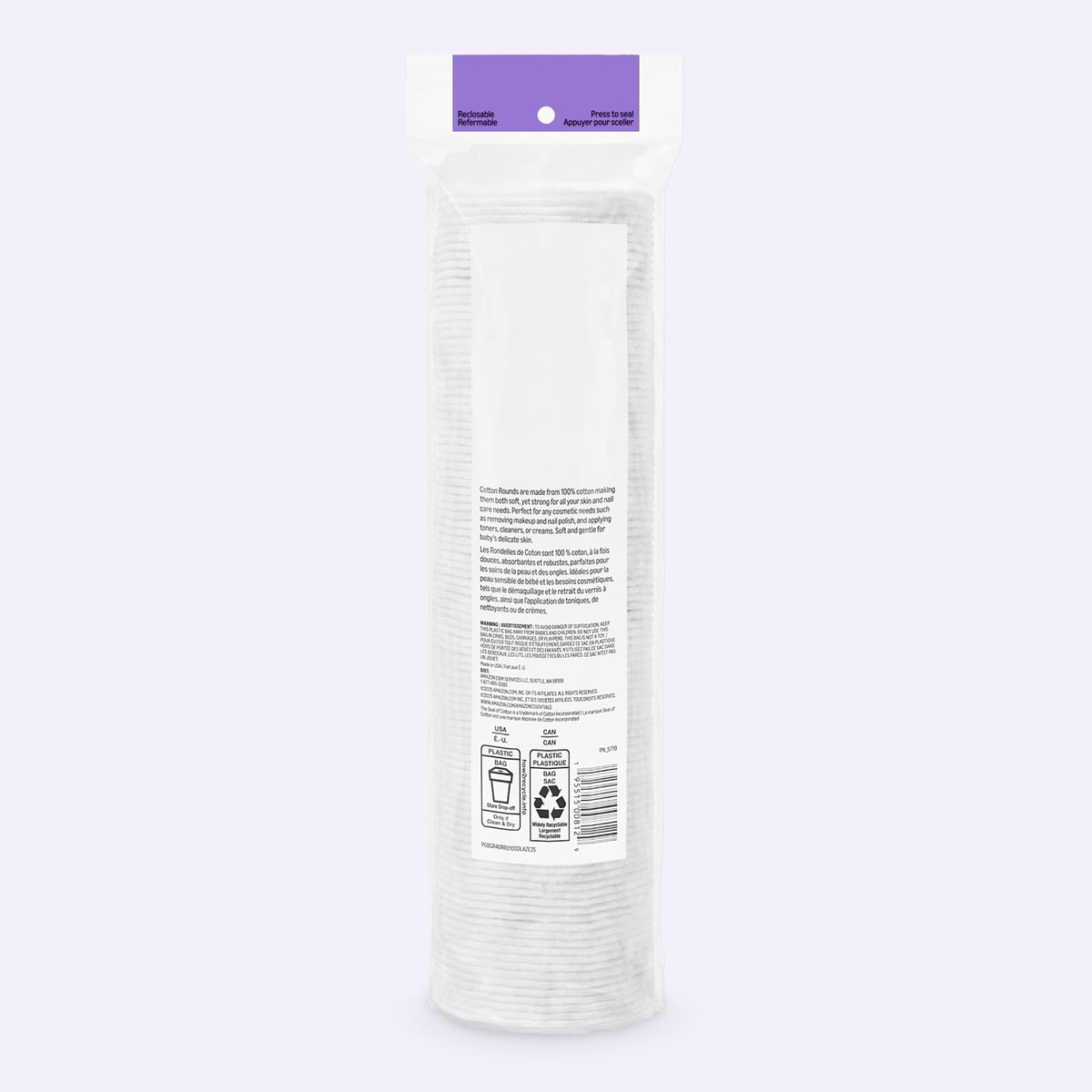 Amazon Essentials 100% Cotton Rounds, 100 Count (Previously Amazon Basics)