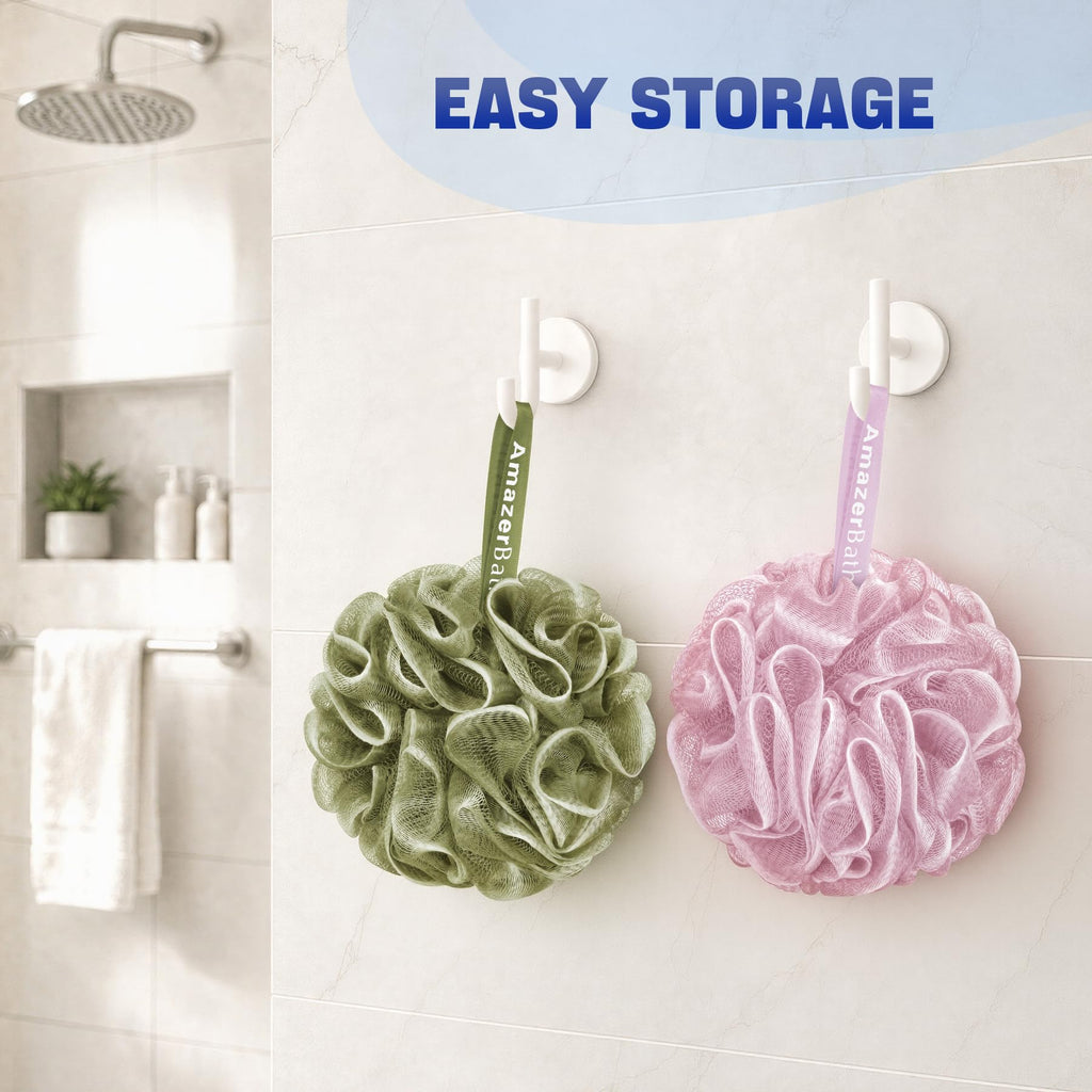 AmazerBath Loofah Sponge 75g/Piece, Exfoliating Bath Sponge Body Scrubber - Loofa Set of 4 - Snow White, Large