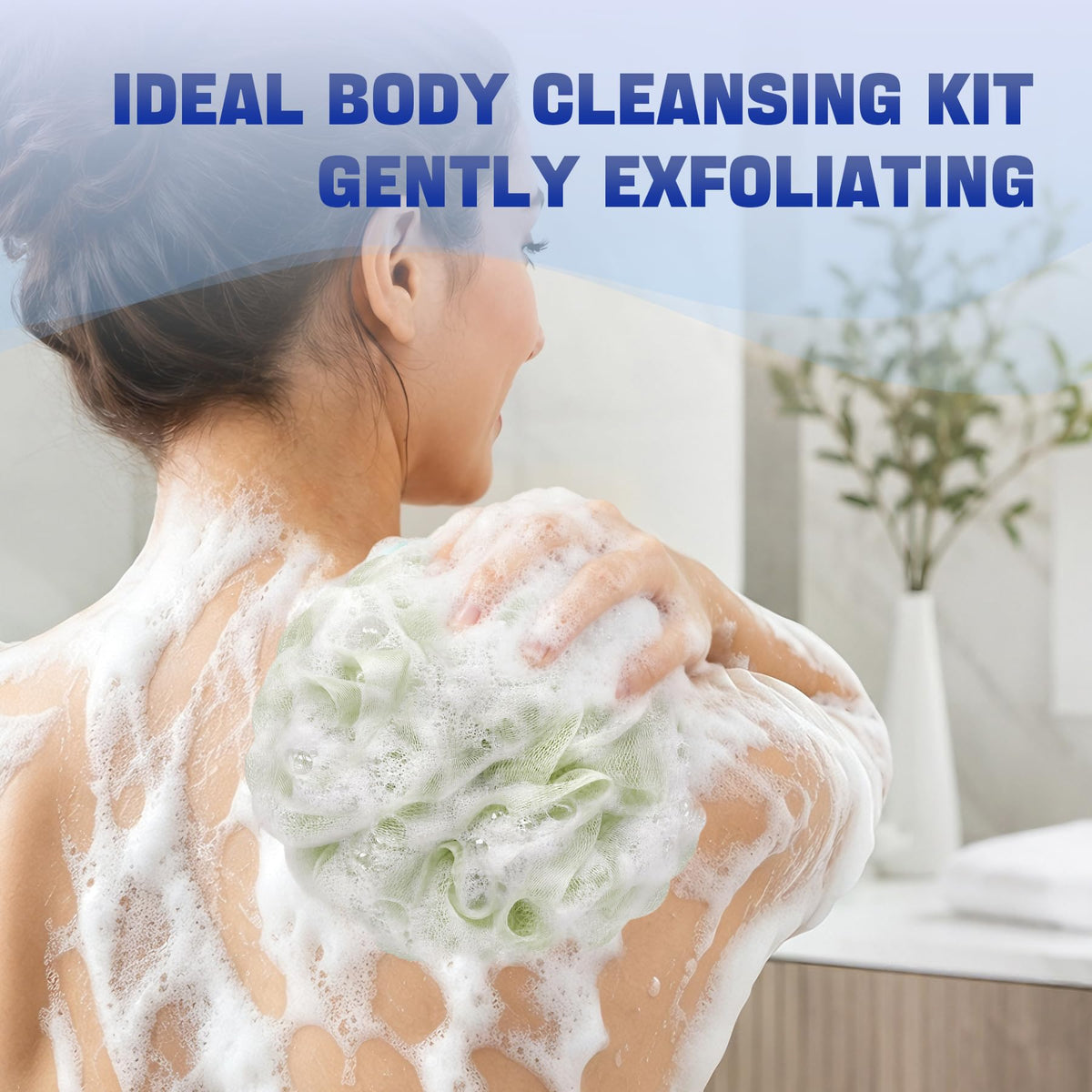 AmazerBath Loofah Sponge 75g/Piece, Exfoliating Bath Sponge Body Scrubber - Loofa Set of 4 - Snow White, Large