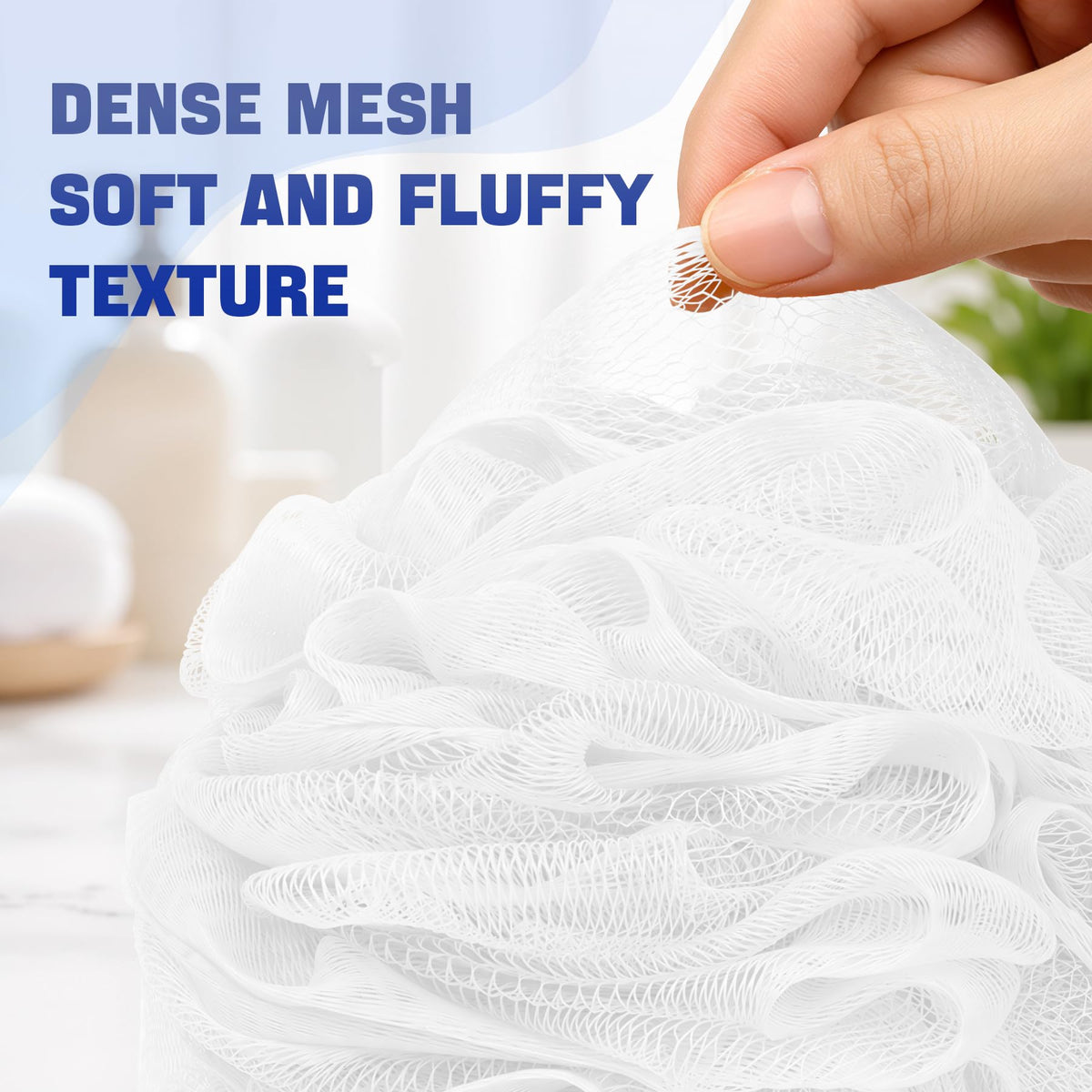 AmazerBath Loofah Sponge 75g/Piece, Exfoliating Bath Sponge Body Scrubber - Loofa Set of 4 - Snow White, Large