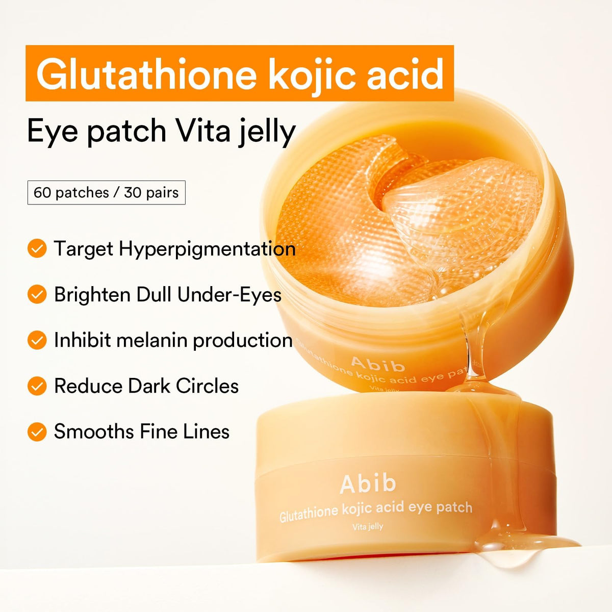 Abib Vegan Collagen Eye Patches for Wrinkles & Fine Line with Jericho Rose Jelly & Peptides, 60 Count, Korean Skin Care