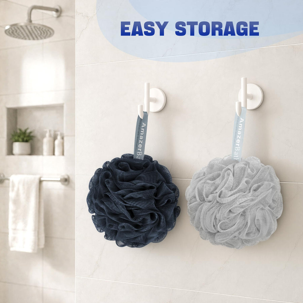 AmazerBath Loofah Sponge 75g/Piece, Exfoliating Bath Sponge Body Scrubber - Loofa Set of 4 - Snow White, Large