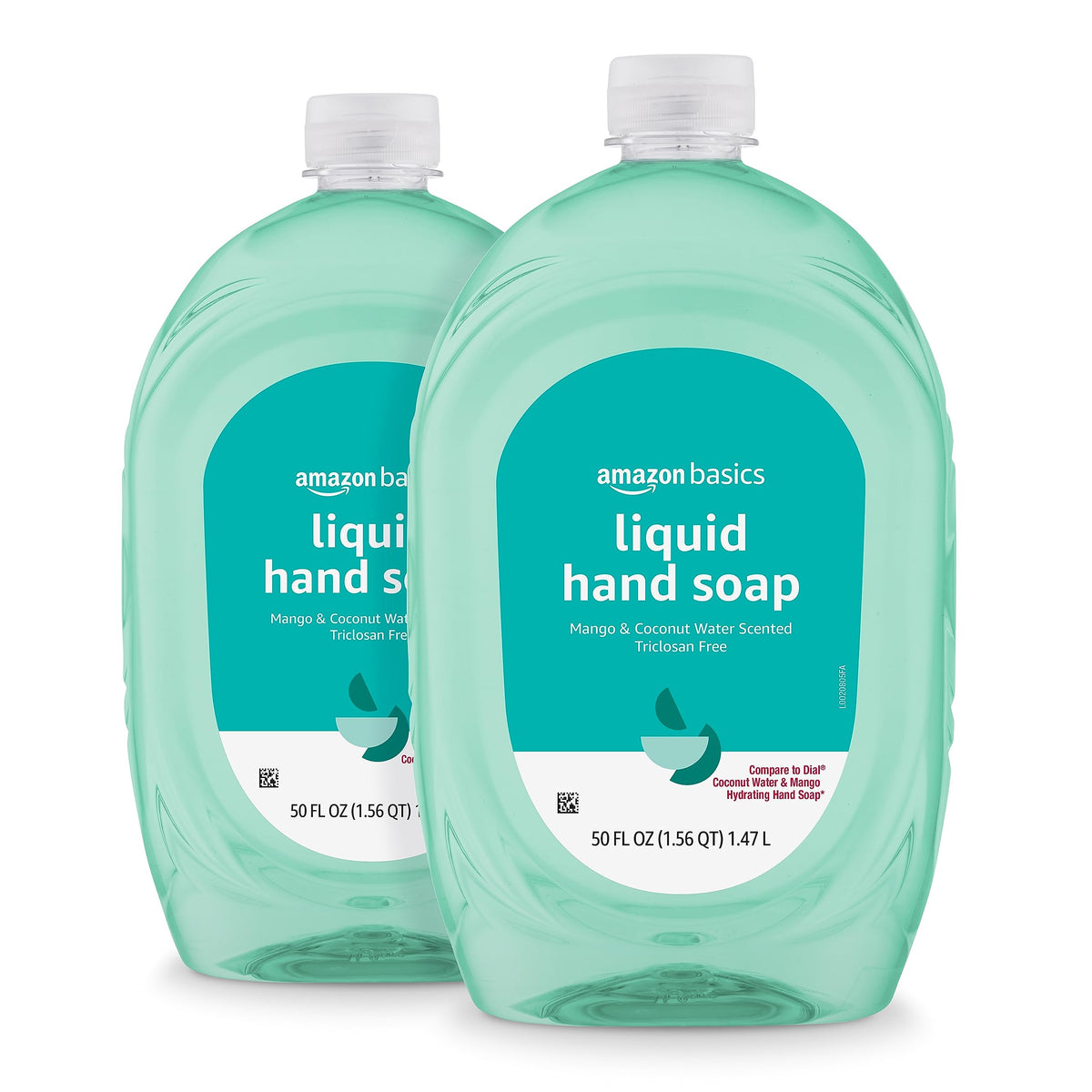 Amazon Basics Liquid Hand Soap Refill, Mango & Coconut Water Scent, Triclosan-Free, 50 Fl Oz (Pack of 4)