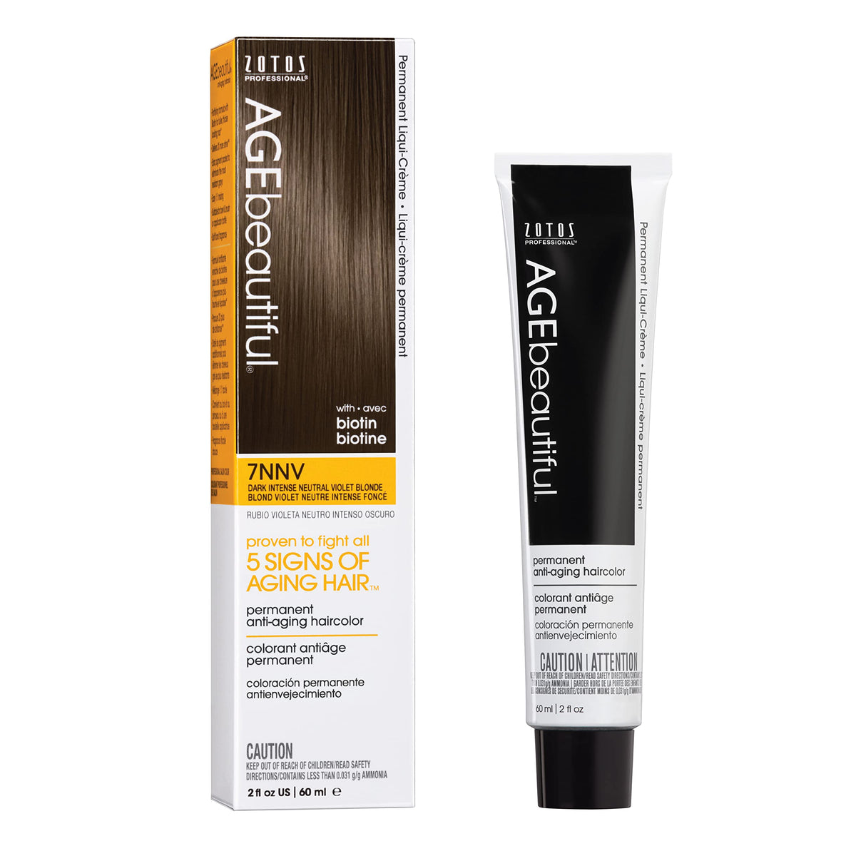 AGE beautiful Permanent Hair Color Cream, 100% Gray Coverage Hair Dye with Biotin Anti-Aging Formula for Fuller, Thicker Hair, Professional Salon Quality