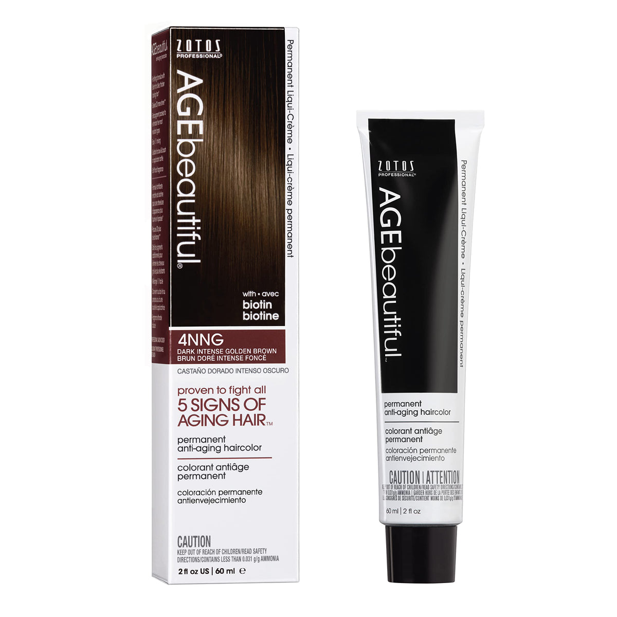 AGE beautiful Permanent Hair Color Cream, 100% Gray Coverage Hair Dye with Biotin Anti-Aging Formula for Fuller, Thicker Hair, Professional Salon Quality