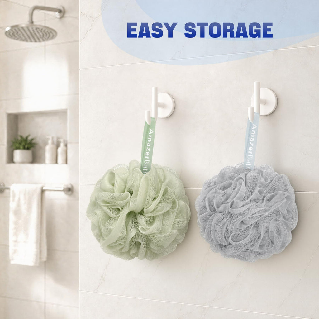 AmazerBath Loofah Sponge 75g/Piece, Exfoliating Bath Sponge Body Scrubber - Loofa Set of 4 - Snow White, Large