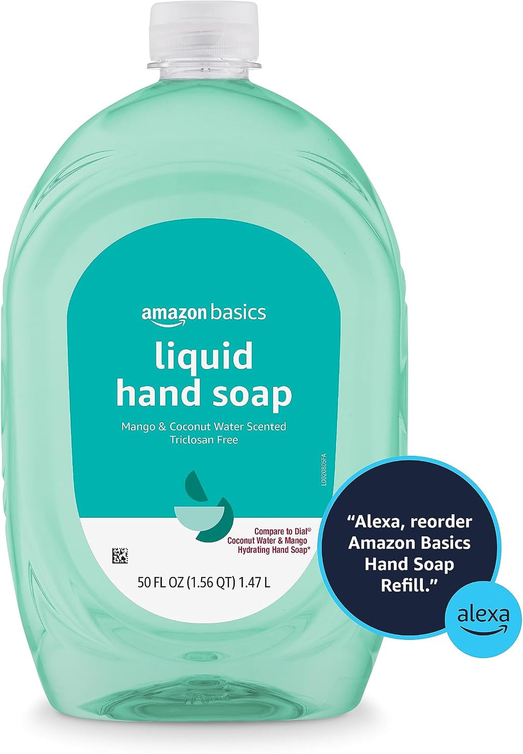 Amazon Basics Liquid Hand Soap Refill, Mango & Coconut Water Scent, Triclosan-Free, 50 Fl Oz (Pack of 4)