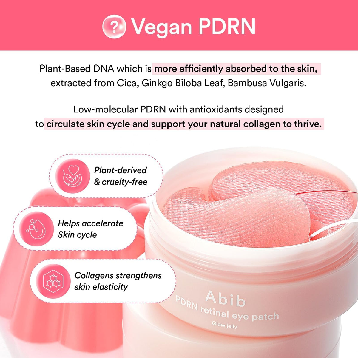 Abib Vegan Collagen Eye Patches for Wrinkles & Fine Line with Jericho Rose Jelly & Peptides, 60 Count, Korean Skin Care