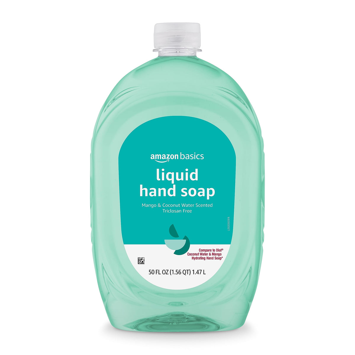 Amazon Basics Liquid Hand Soap Refill, Mango & Coconut Water Scent, Triclosan-Free, 50 Fl Oz (Pack of 4)