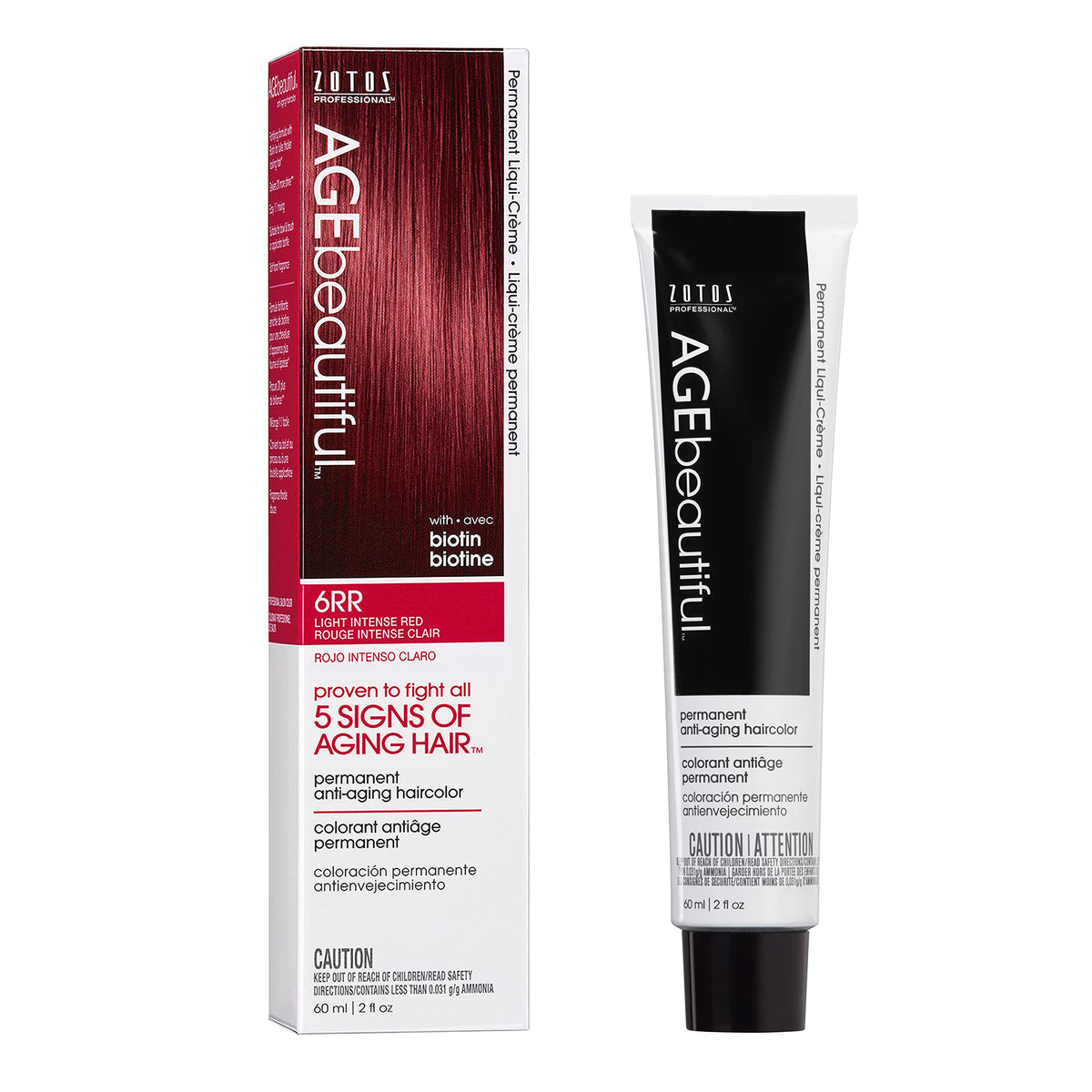 AGE beautiful Permanent Hair Color Cream, 100% Gray Coverage Hair Dye with Biotin Anti-Aging Formula for Fuller, Thicker Hair, Professional Salon Quality