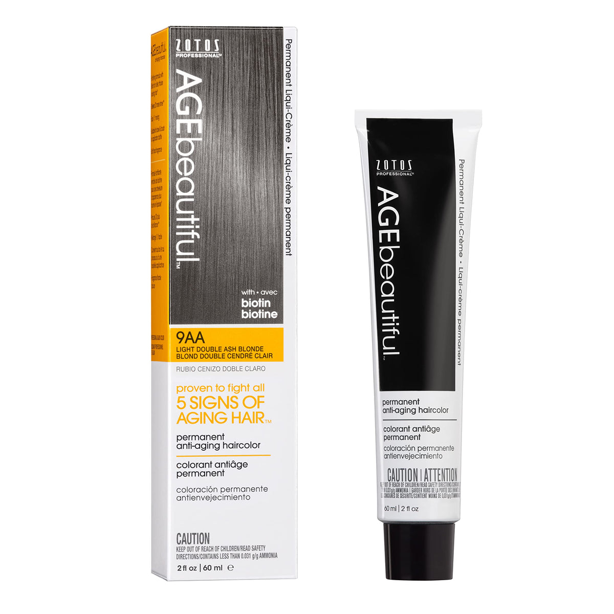 AGE beautiful Permanent Hair Color Cream, 100% Gray Coverage Hair Dye with Biotin Anti-Aging Formula for Fuller, Thicker Hair, Professional Salon Quality