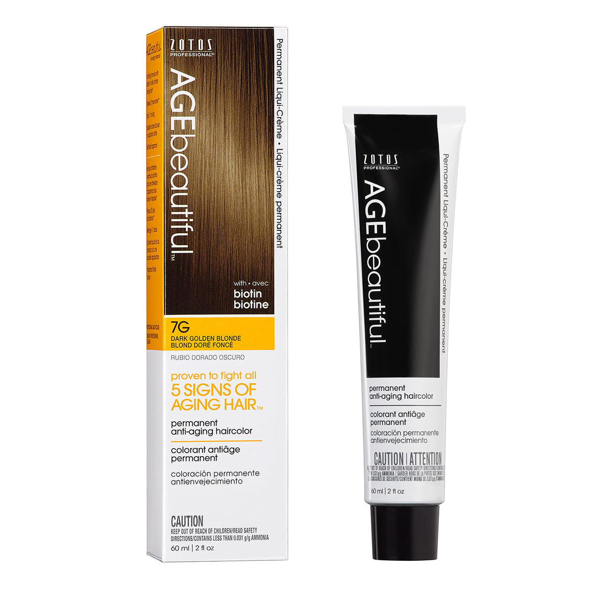 AGE beautiful Permanent Hair Color Cream, 100% Gray Coverage Hair Dye with Biotin Anti-Aging Formula for Fuller, Thicker Hair, Professional Salon Quality