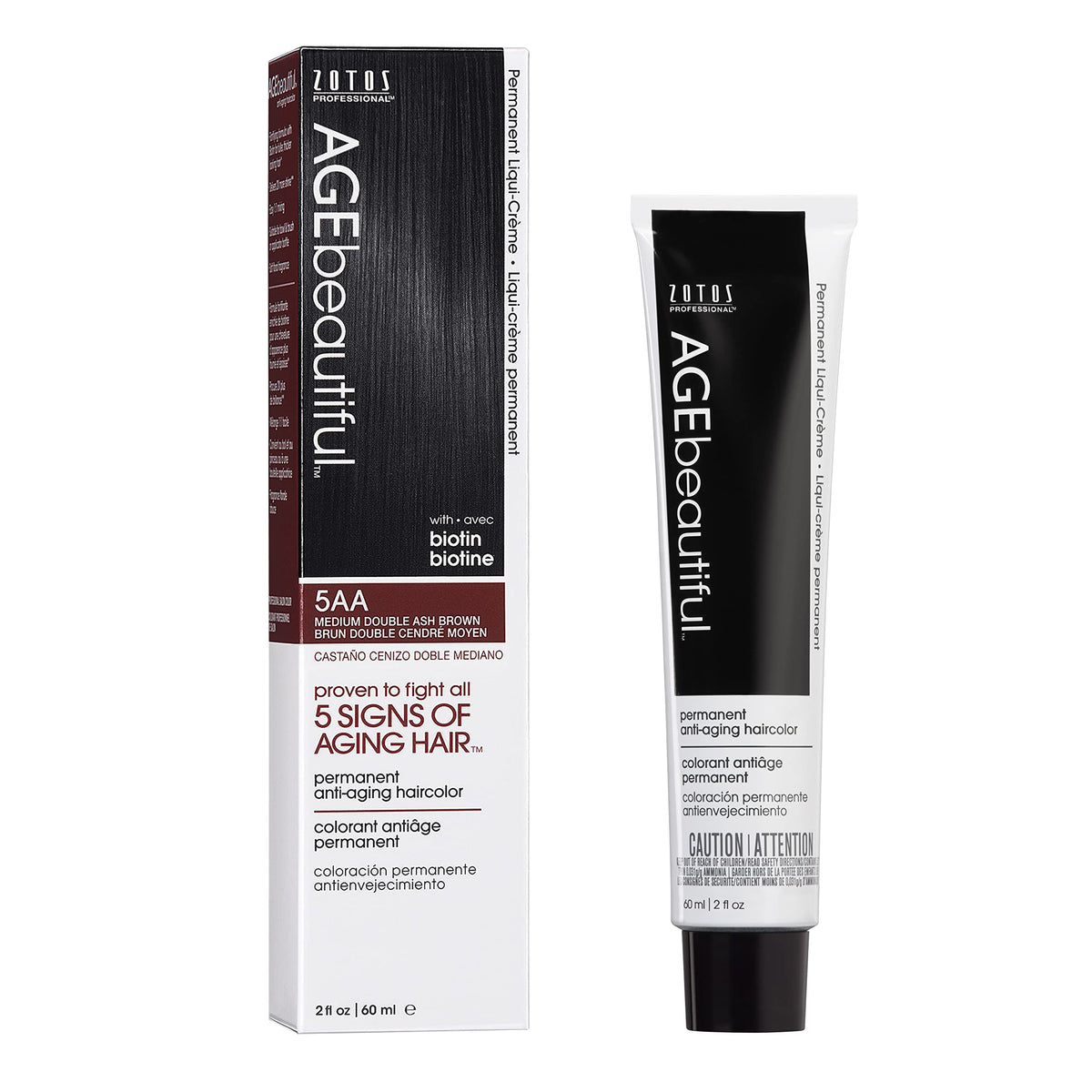 AGE beautiful Permanent Hair Color Cream, 100% Gray Coverage Hair Dye with Biotin Anti-Aging Formula for Fuller, Thicker Hair, Professional Salon Quality