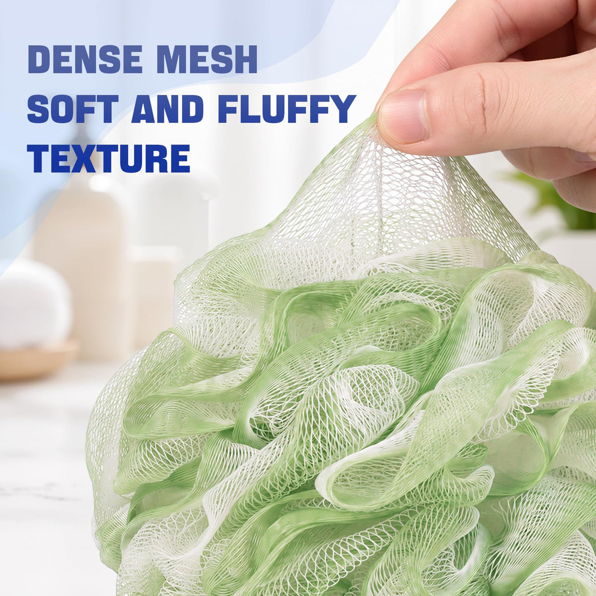 AmazerBath Loofah Sponge 75g/Piece, Exfoliating Bath Sponge Body Scrubber - Loofa Set of 4 - Snow White, Large