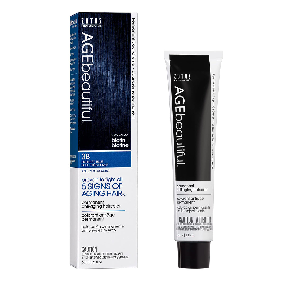AGE beautiful Permanent Hair Color Cream, 100% Gray Coverage Hair Dye with Biotin Anti-Aging Formula for Fuller, Thicker Hair, Professional Salon Quality