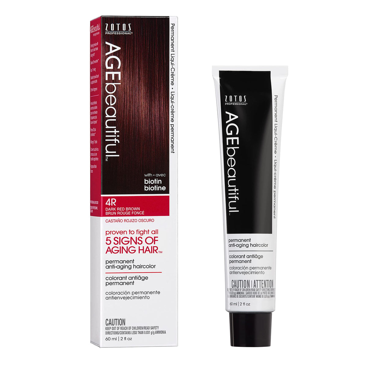 AGE beautiful Permanent Hair Color Cream, 100% Gray Coverage Hair Dye with Biotin Anti-Aging Formula for Fuller, Thicker Hair, Professional Salon Quality