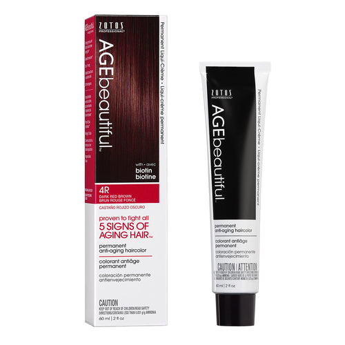 AGE beautiful Permanent Hair Color Cream, 100% Gray Coverage Hair Dye with Biotin Anti-Aging Formula for Fuller, Thicker Hair, Professional Salon Quality