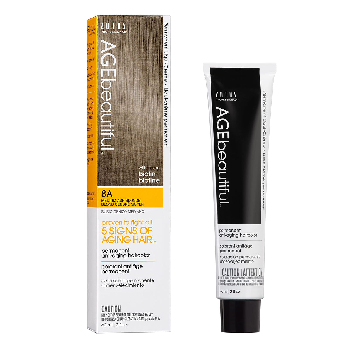 AGE beautiful Permanent Hair Color Cream, 100% Gray Coverage Hair Dye with Biotin Anti-Aging Formula for Fuller, Thicker Hair, Professional Salon Quality