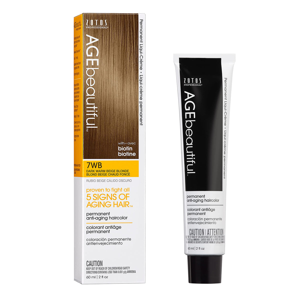 AGE beautiful Permanent Hair Color Cream, 100% Gray Coverage Hair Dye with Biotin Anti-Aging Formula for Fuller, Thicker Hair, Professional Salon Quality