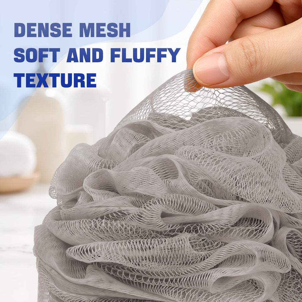 AmazerBath Loofah Sponge 75g/Piece, Exfoliating Bath Sponge Body Scrubber - Loofa Set of 4 - Snow White, Large