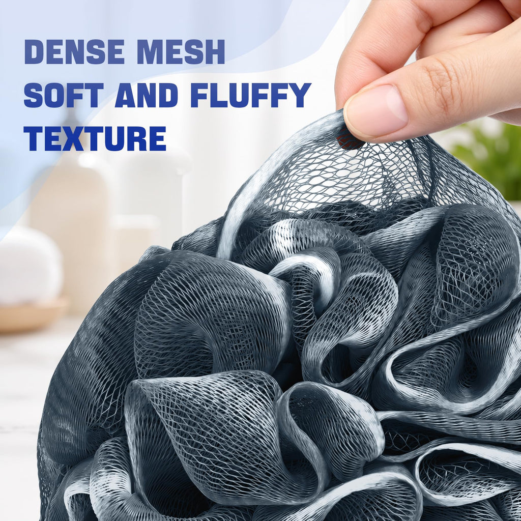 AmazerBath Loofah Sponge 75g/Piece, Exfoliating Bath Sponge Body Scrubber - Loofa Set of 4 - Snow White, Large