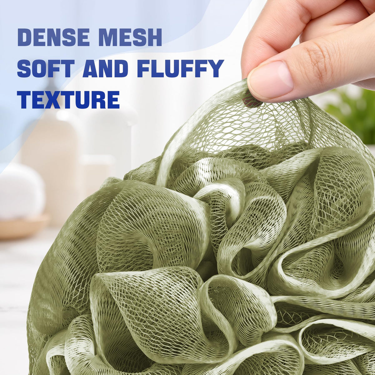 AmazerBath Loofah Sponge 75g/Piece, Exfoliating Bath Sponge Body Scrubber - Loofa Set of 4 - Snow White, Large