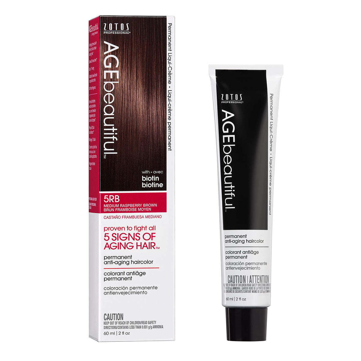 AGE beautiful Permanent Hair Color Cream, 100% Gray Coverage Hair Dye with Biotin Anti-Aging Formula for Fuller, Thicker Hair, Professional Salon Quality