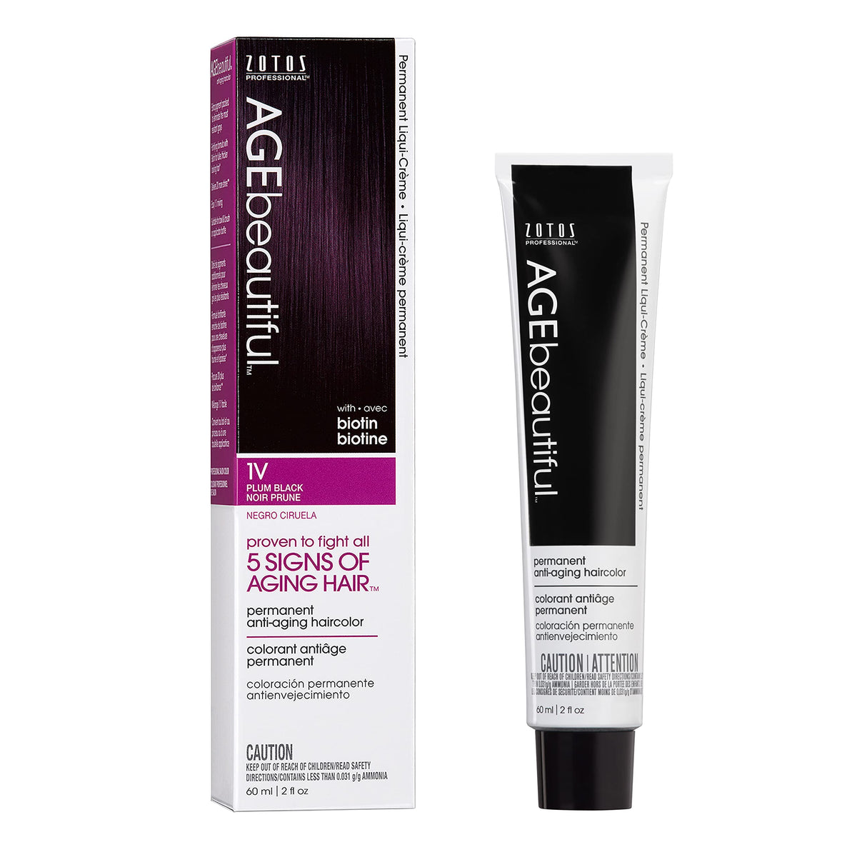 AGE beautiful Permanent Hair Color Cream, 100% Gray Coverage Hair Dye with Biotin Anti-Aging Formula for Fuller, Thicker Hair, Professional Salon Quality