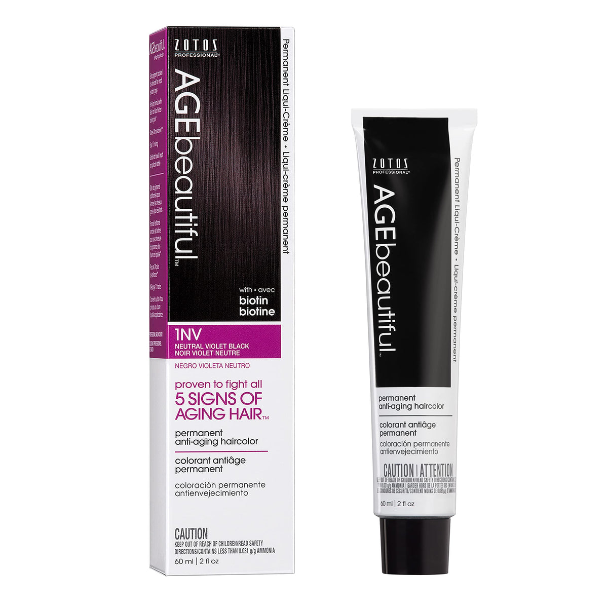 AGE beautiful Permanent Hair Color Cream, 100% Gray Coverage Hair Dye with Biotin Anti-Aging Formula for Fuller, Thicker Hair, Professional Salon Quality