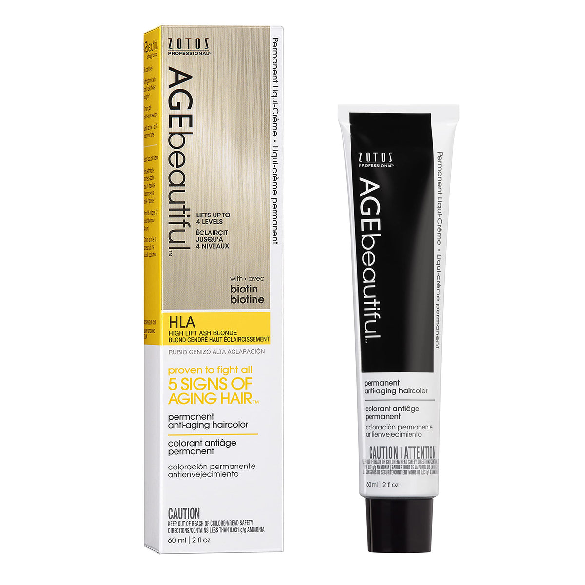 AGE beautiful Permanent Hair Color Cream, 100% Gray Coverage Hair Dye with Biotin Anti-Aging Formula for Fuller, Thicker Hair, Professional Salon Quality