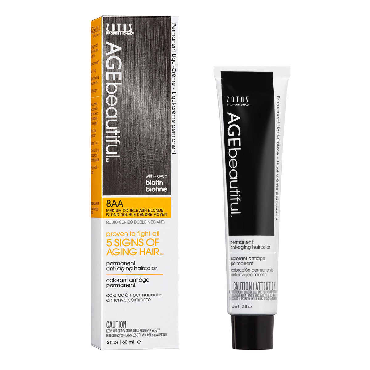 AGE beautiful Permanent Hair Color Cream, 100% Gray Coverage Hair Dye with Biotin Anti-Aging Formula for Fuller, Thicker Hair, Professional Salon Quality