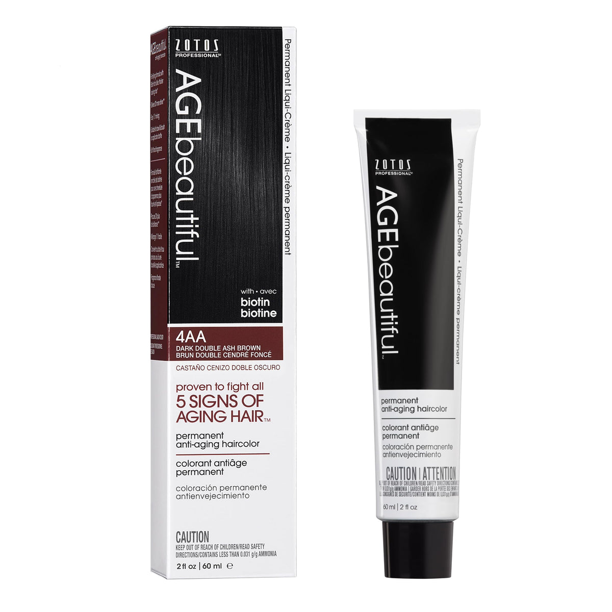 AGE beautiful Permanent Hair Color Cream, 100% Gray Coverage Hair Dye with Biotin Anti-Aging Formula for Fuller, Thicker Hair, Professional Salon Quality