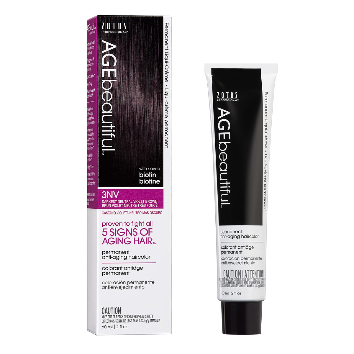 AGE beautiful Permanent Hair Color Cream, 100% Gray Coverage Hair Dye with Biotin Anti-Aging Formula for Fuller, Thicker Hair, Professional Salon Quality