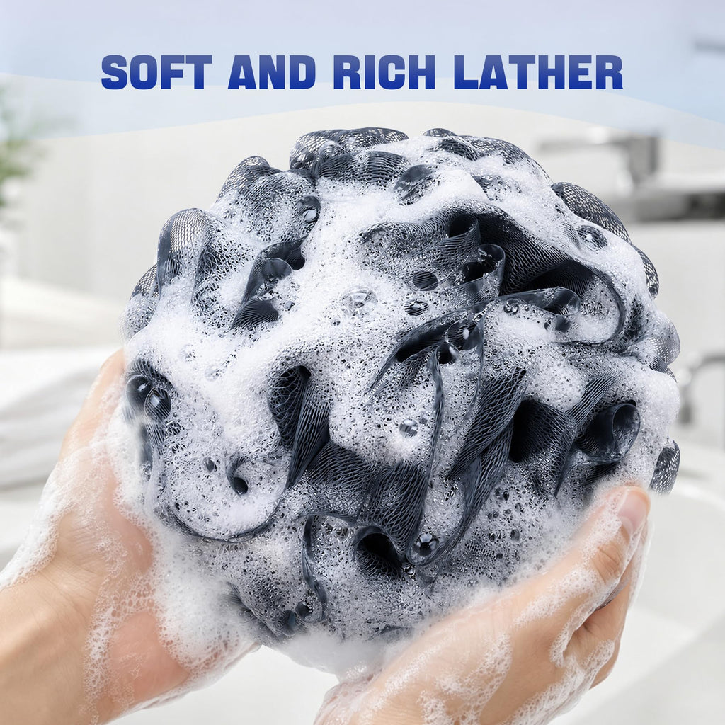 AmazerBath Loofah Sponge 75g/Piece, Exfoliating Bath Sponge Body Scrubber - Loofa Set of 4 - Snow White, Large