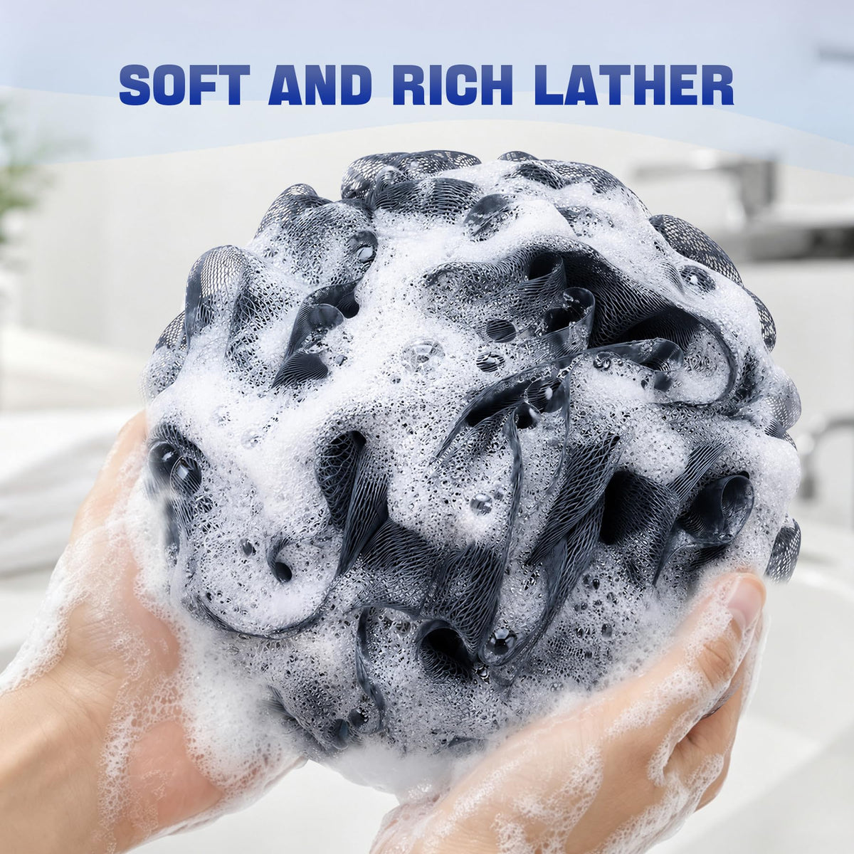 AmazerBath Loofah Sponge 75g/Piece, Exfoliating Bath Sponge Body Scrubber - Loofa Set of 4 - Snow White, Large