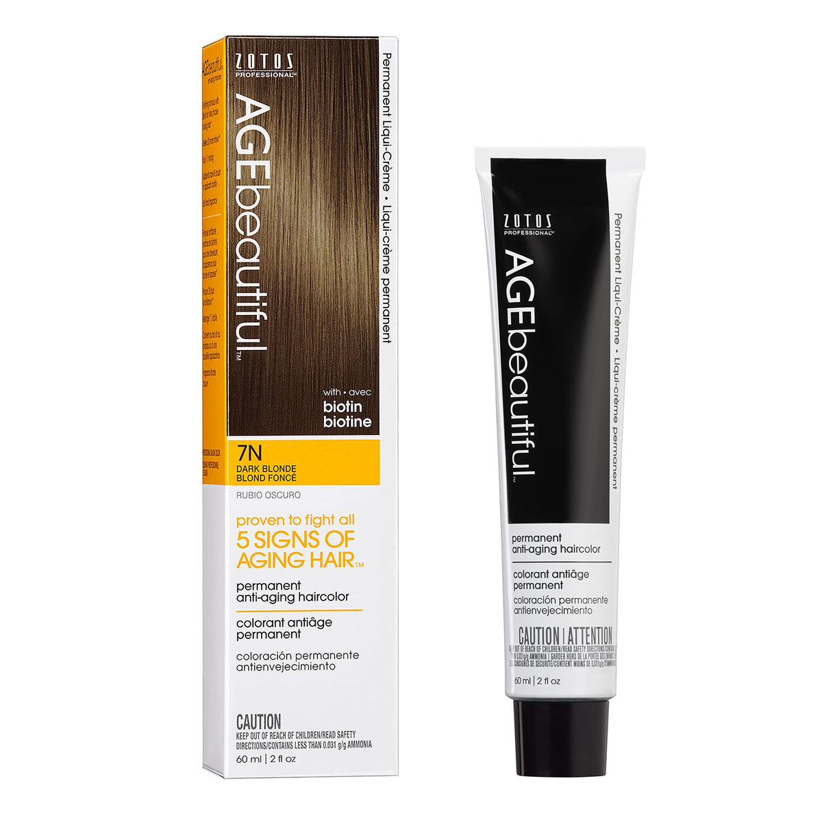 AGE beautiful Permanent Hair Color Cream, 100% Gray Coverage Hair Dye with Biotin Anti-Aging Formula for Fuller, Thicker Hair, Professional Salon Quality