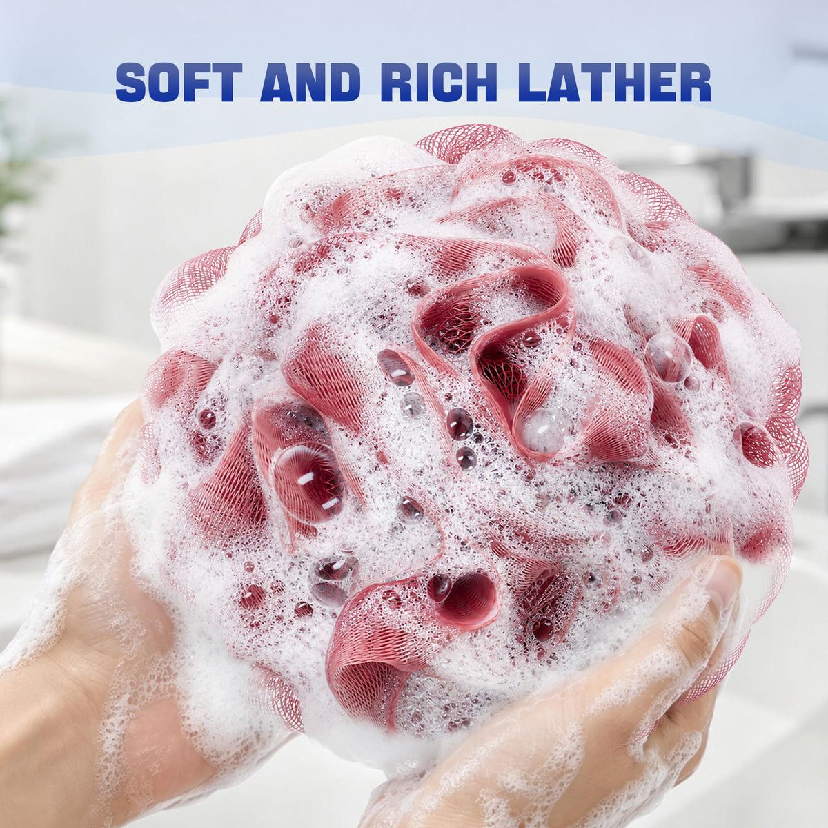 AmazerBath Loofah Sponge 75g/Piece, Exfoliating Bath Sponge Body Scrubber - Loofa Set of 4 - Snow White, Large