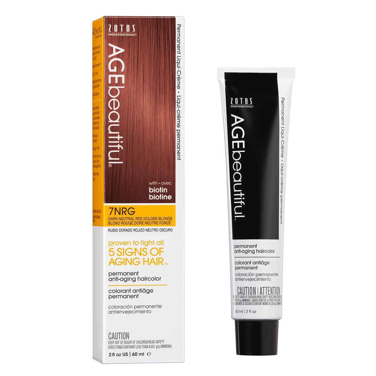 AGE beautiful Permanent Hair Color Cream, 100% Gray Coverage Hair Dye with Biotin Anti-Aging Formula for Fuller, Thicker Hair, Professional Salon Quality