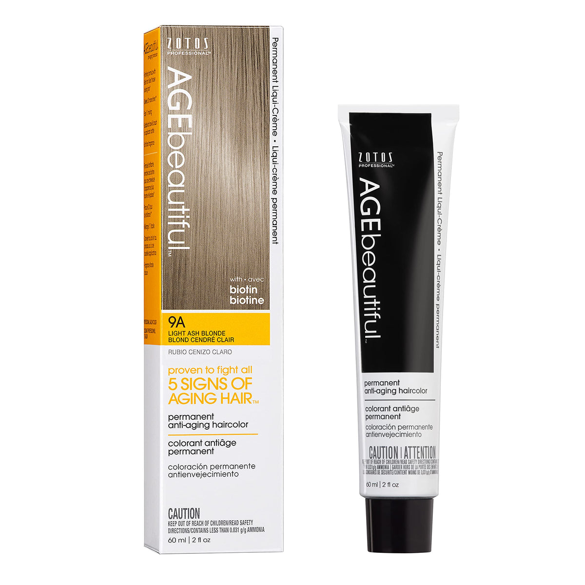 AGE beautiful Permanent Hair Color Cream, 100% Gray Coverage Hair Dye with Biotin Anti-Aging Formula for Fuller, Thicker Hair, Professional Salon Quality