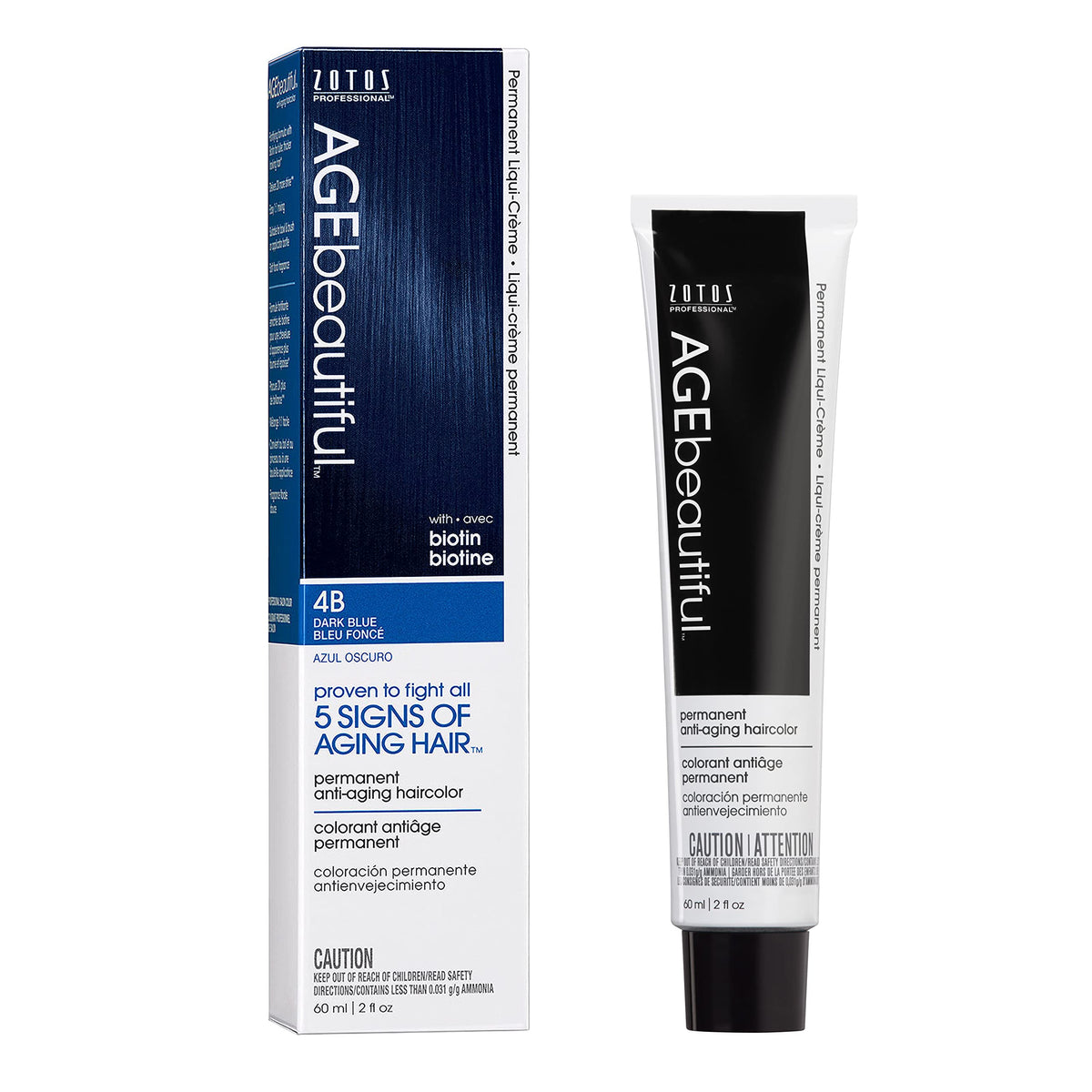 AGE beautiful Permanent Hair Color Cream, 100% Gray Coverage Hair Dye with Biotin Anti-Aging Formula for Fuller, Thicker Hair, Professional Salon Quality