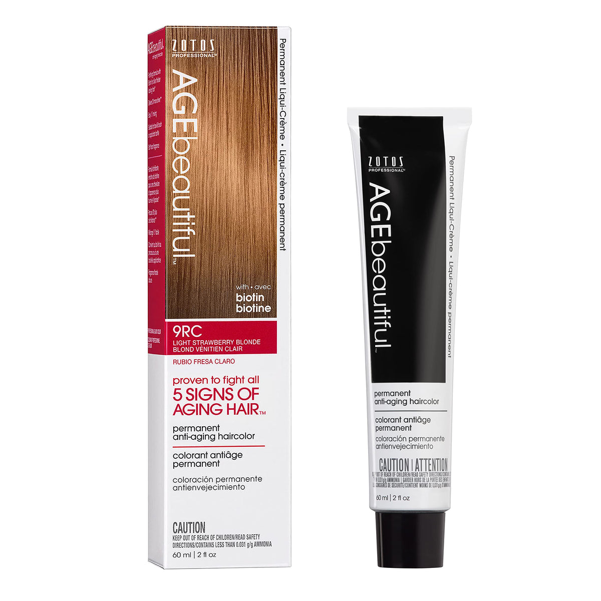 AGE beautiful Permanent Hair Color Cream, 100% Gray Coverage Hair Dye with Biotin Anti-Aging Formula for Fuller, Thicker Hair, Professional Salon Quality