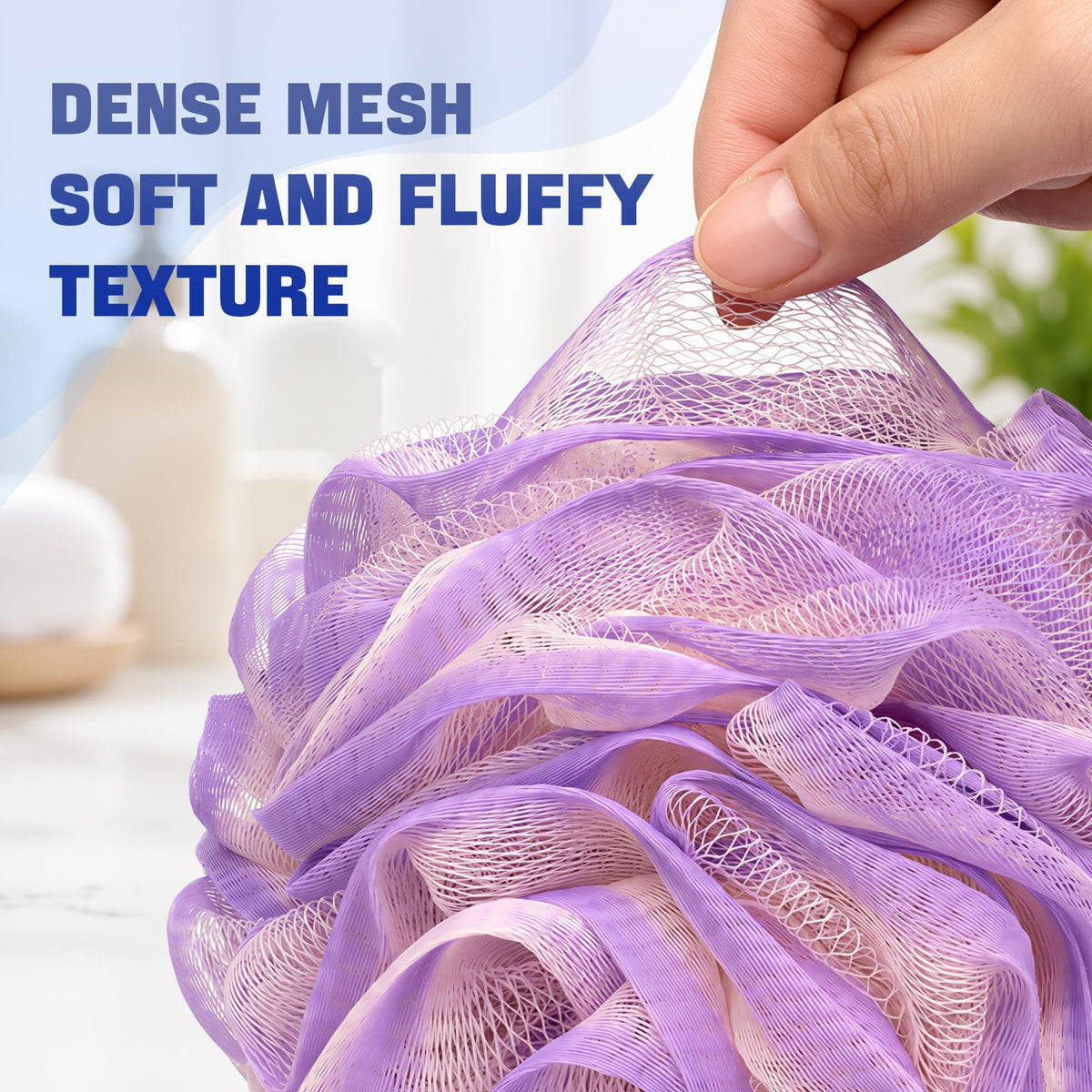 AmazerBath Loofah Sponge 75g/Piece, Exfoliating Bath Sponge Body Scrubber - Loofa Set of 4 - Snow White, Large