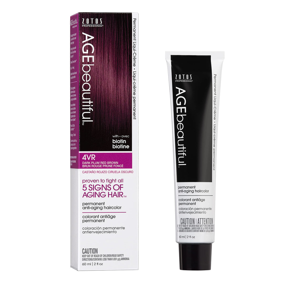 AGE beautiful Permanent Hair Color Cream, 100% Gray Coverage Hair Dye with Biotin Anti-Aging Formula for Fuller, Thicker Hair, Professional Salon Quality
