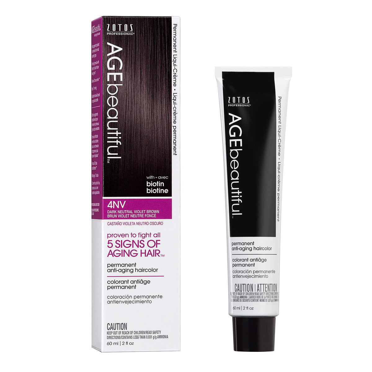 AGE beautiful Permanent Hair Color Cream, 100% Gray Coverage Hair Dye with Biotin Anti-Aging Formula for Fuller, Thicker Hair, Professional Salon Quality