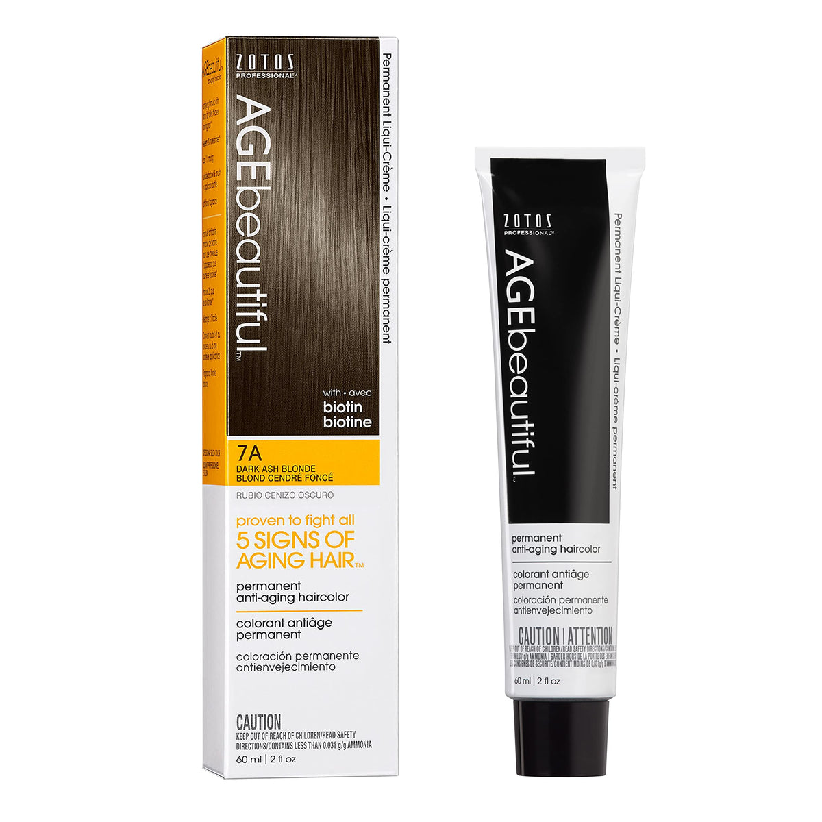 AGE beautiful Permanent Hair Color Cream, 100% Gray Coverage Hair Dye with Biotin Anti-Aging Formula for Fuller, Thicker Hair, Professional Salon Quality